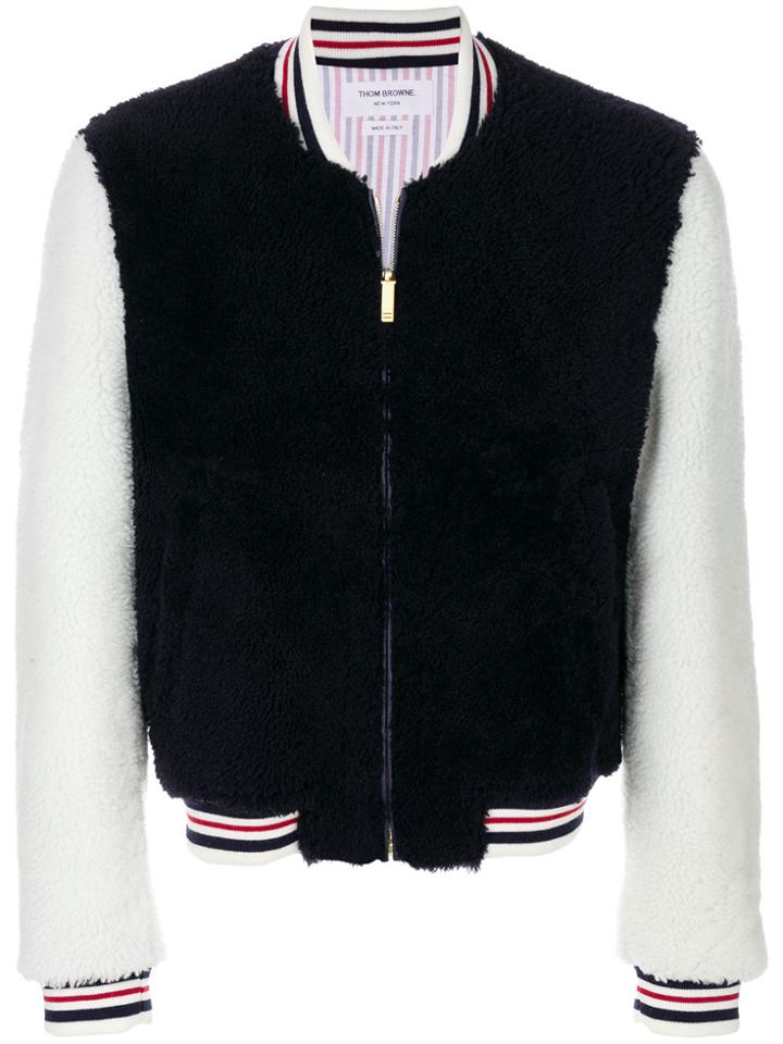 Thom Browne Striped Detail Bomber Jacket - Blue