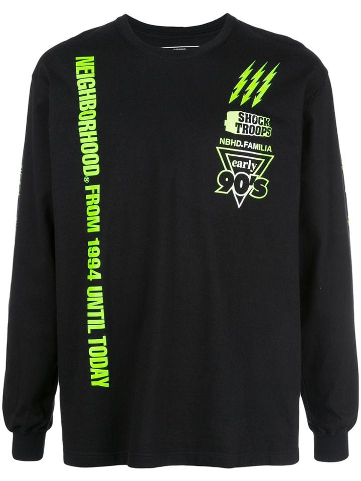 Neighborhood Graphic Print Logo Sweatshirt - Black