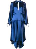 Self-portrait Asymmetric Midi Dress - Blue