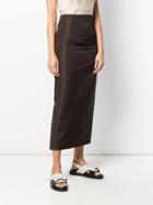 Theory Fitted Midi Skirt - Brown