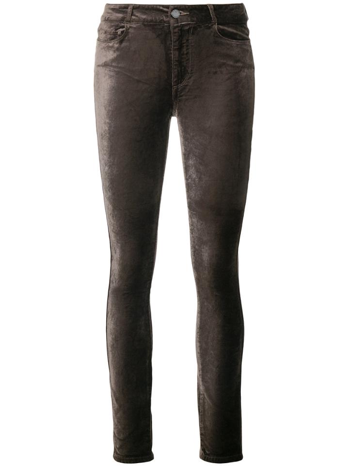 Paige Velvet Skinny Jeans - Grey