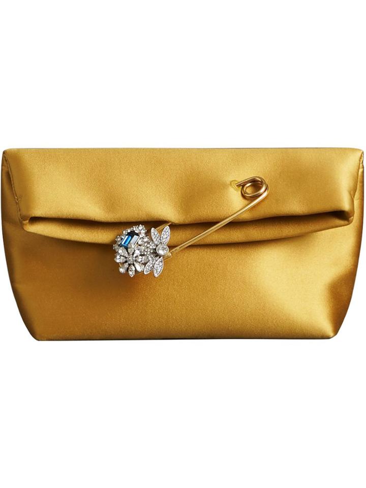 Burberry The Small Pin Clutch In Satin - Yellow & Orange