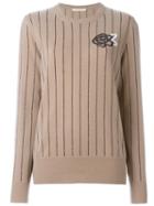 Christopher Kane Striped Sequin Sweater, Women's, Size: Medium, Brown, Wool