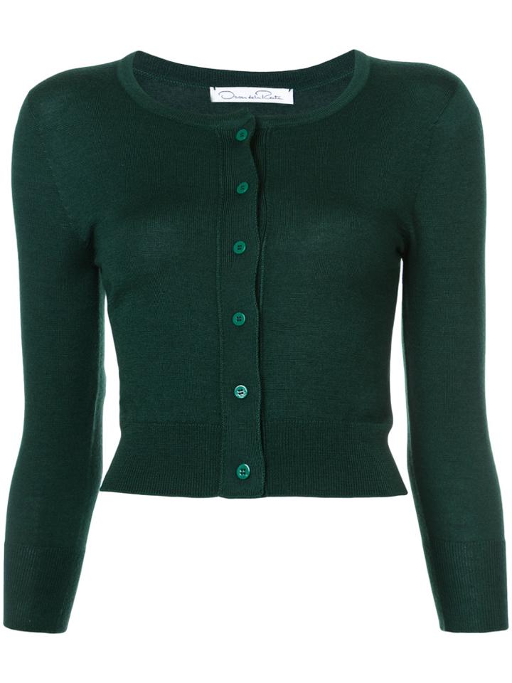 Oscar De La Renta Cropped Cardigan - Green