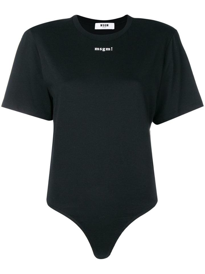 Msgm Shirt Body S/s Roundneck With Shoulder Pads - Black