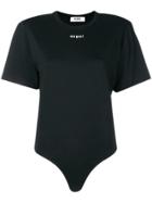 Msgm Shirt Body S/s Roundneck With Shoulder Pads - Black