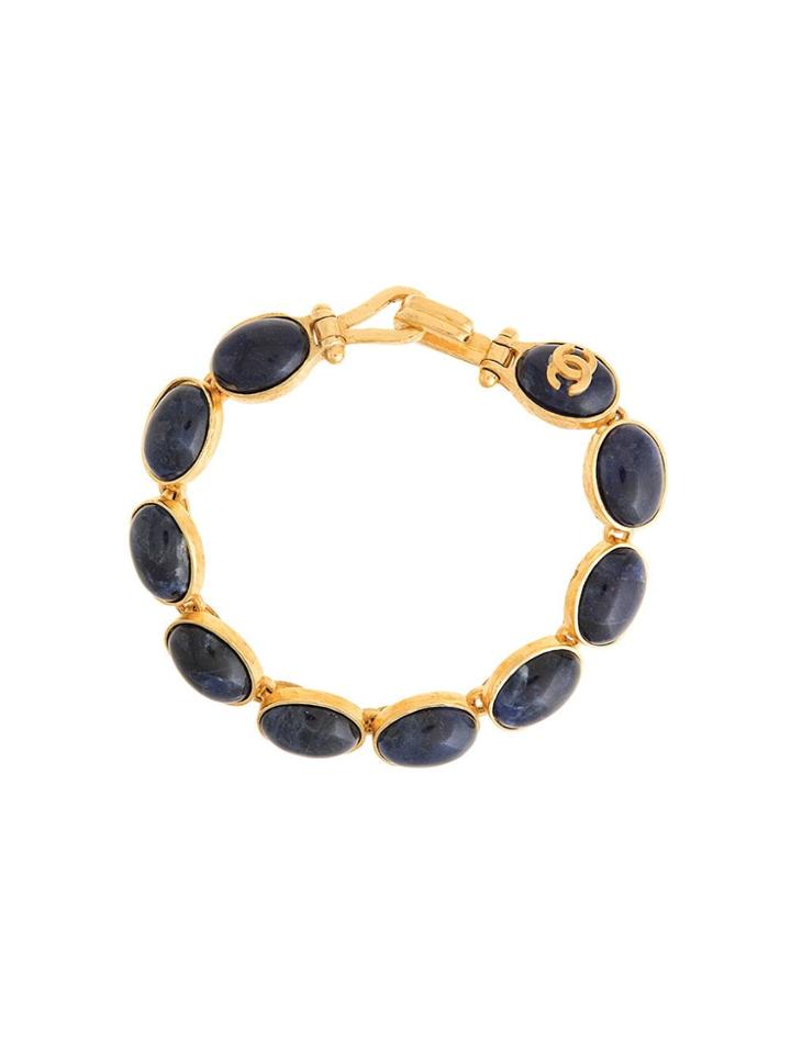 Chanel Vintage Cc Logos Stone Bracelet - Gold