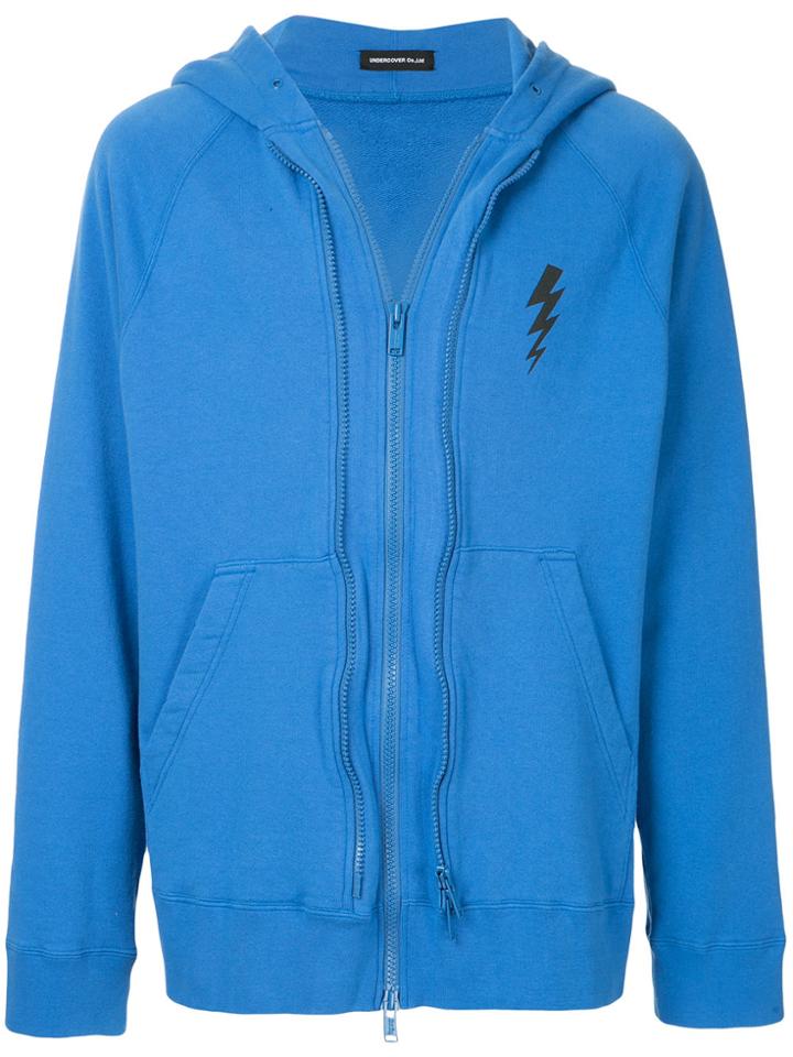 Undercover Contrast Logo Zipped Jacket - Blue