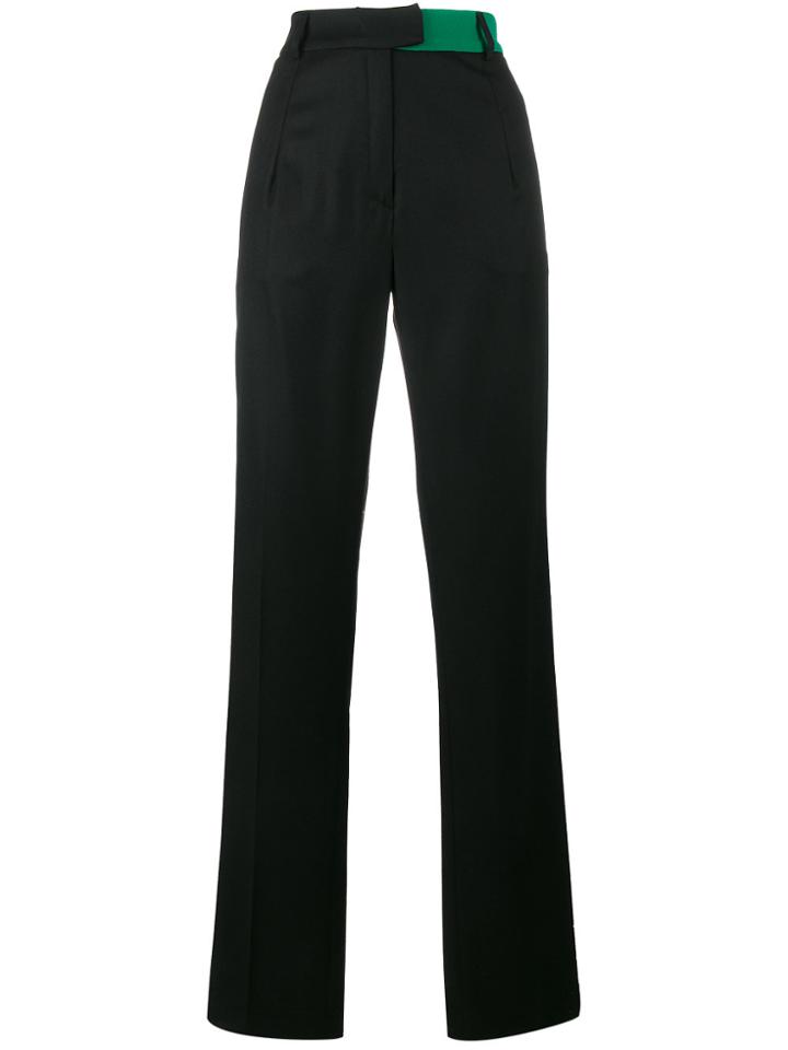 Ronald Van Der Kemp Colour Block High Waist Trousers - Black
