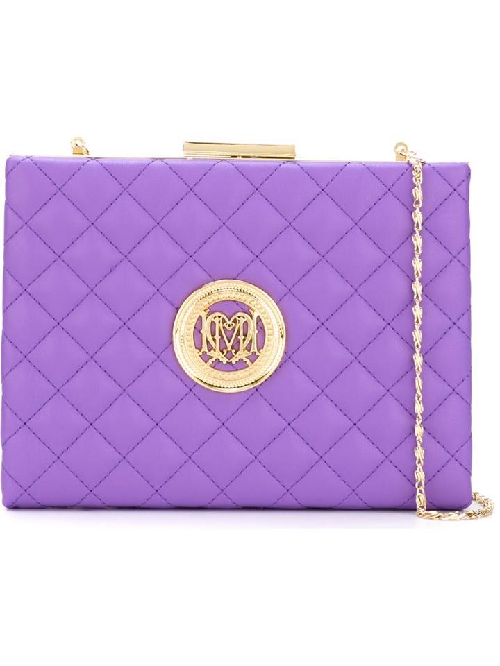 Love Moschino Medium Quilted Clutch, Women's, Pink/purple, Polyurethane