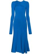 Esteban Cortazar Long Sleeve Fitted Full Circle Dress - Blue