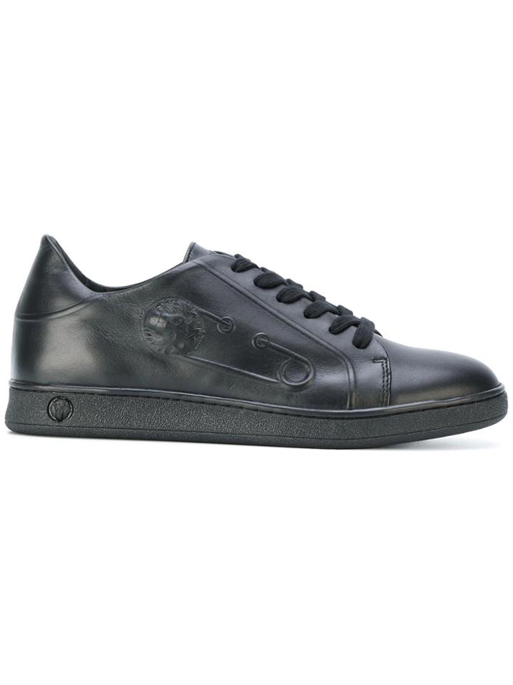 Versus Debossed Lace-up Sneakers - Black