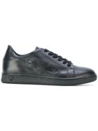 Versus Debossed Lace-up Sneakers - Black