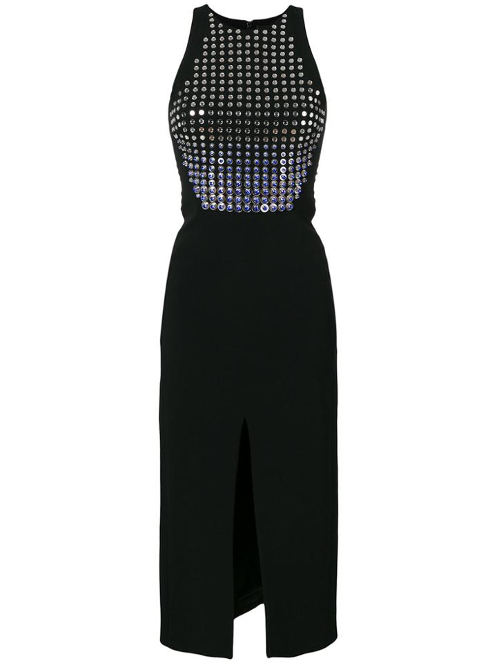 David Koma Embellished Front Slit Dress - Black