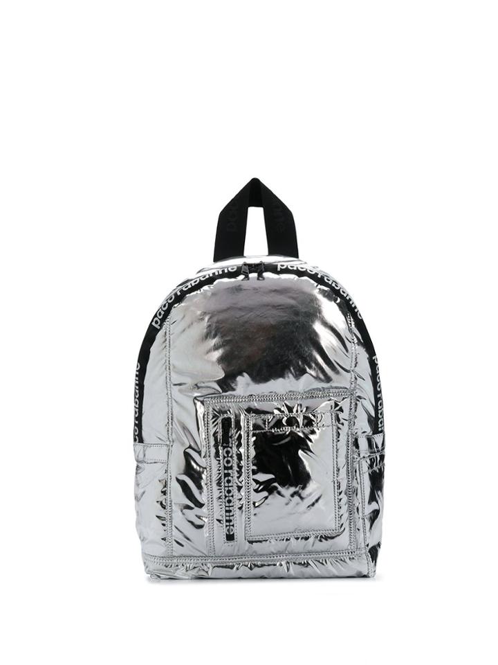 Paco Rabanne Metallic Padded Backpack - Silver