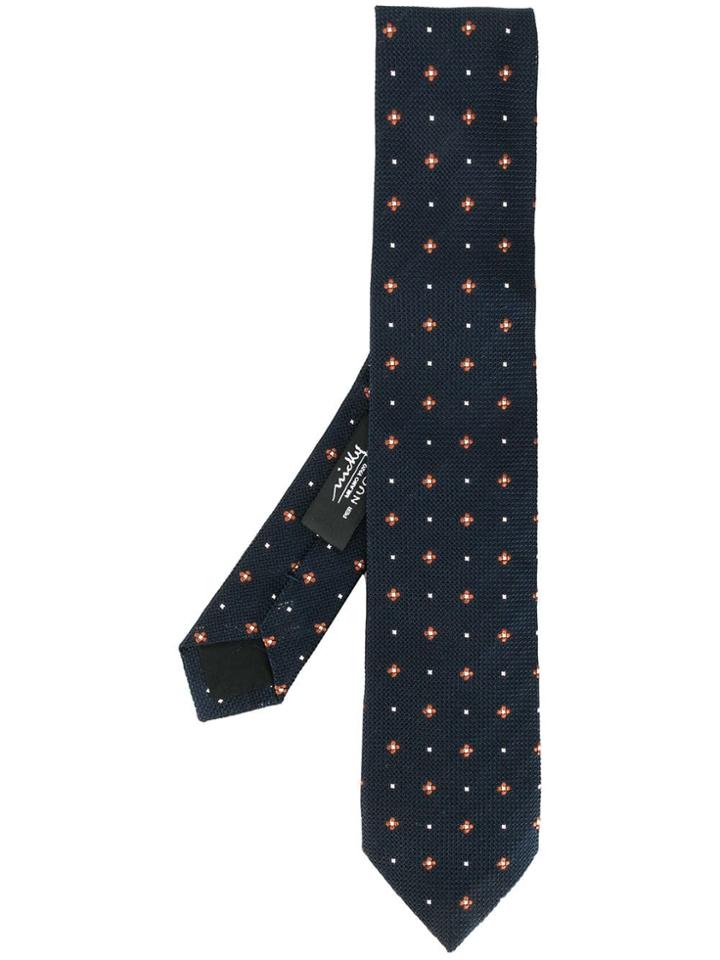 Nicky Micro Embroidery Tie - Blue