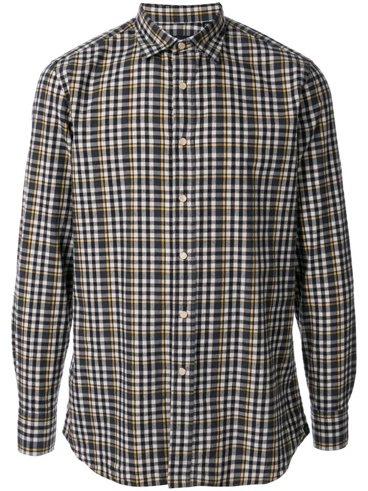 Lardini Plaid Spread Collar Shirt - Grey