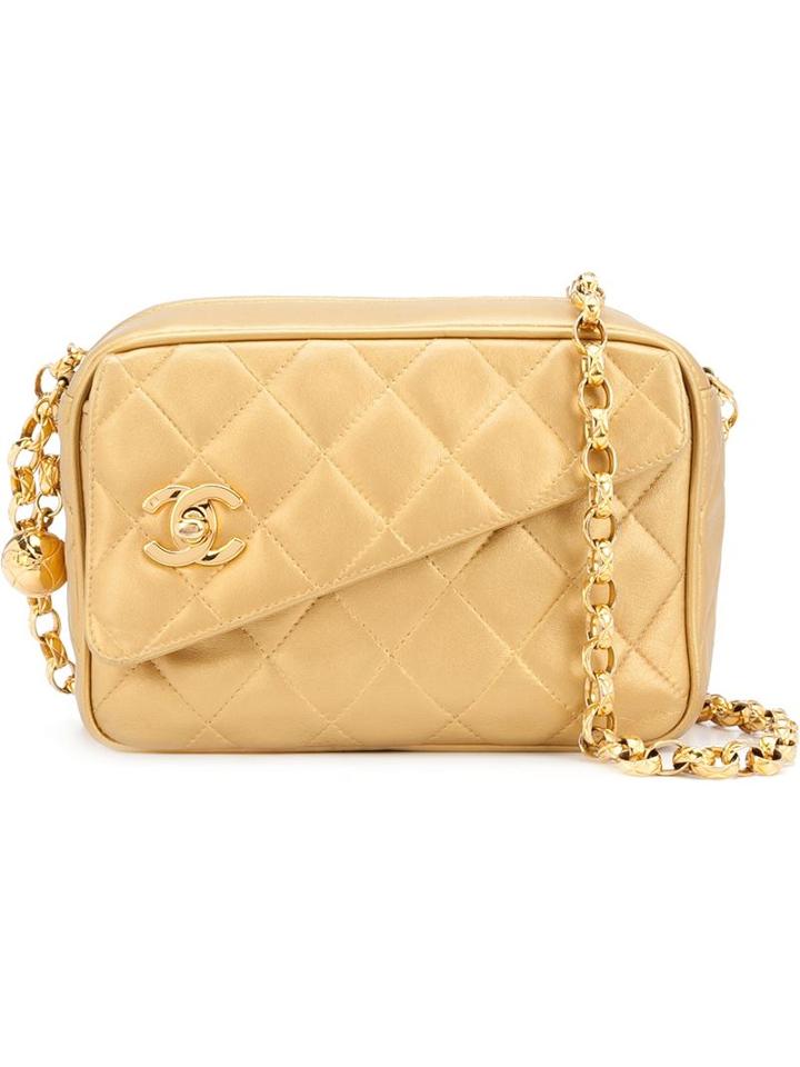 Chanel Vintage Small Camera Crossbody Bag, Women's, Yellow/orange