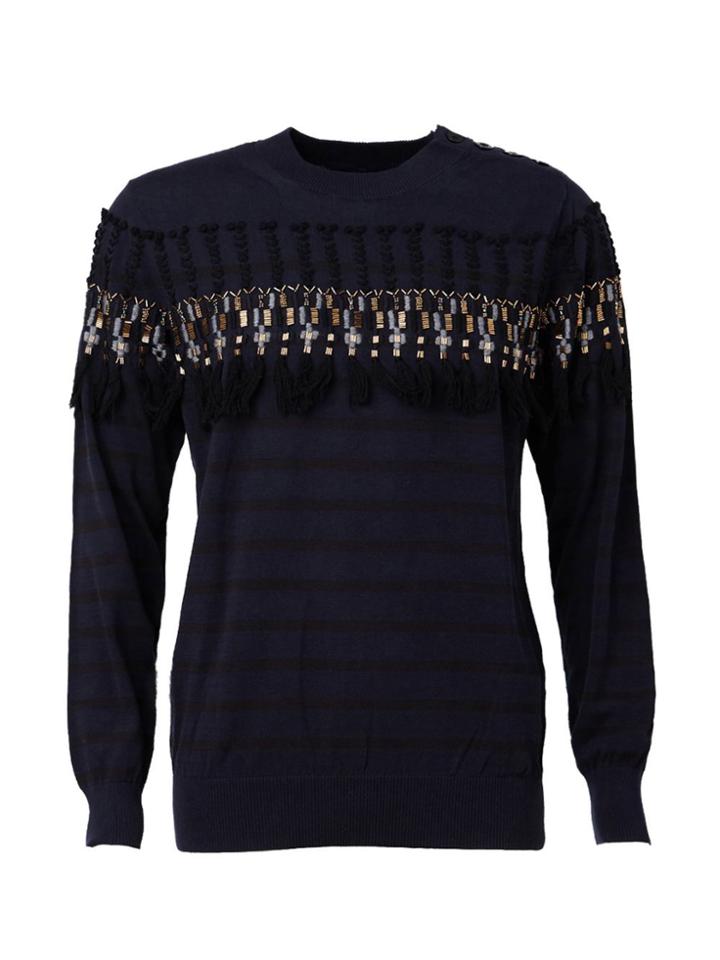 Sacai Striped Tassel Jumper - Blue
