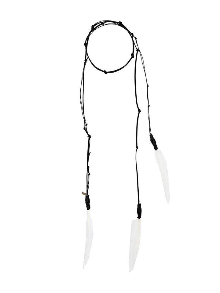 Ann Demeulemeester Blanche Hanging Feather Necklace - Black
