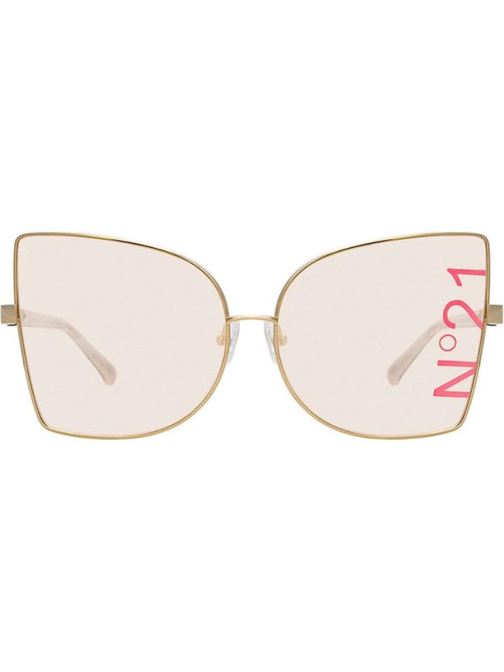 Linda Farrow Logo Cat Eye Sunglasses - Gold