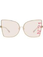 Linda Farrow Logo Cat Eye Sunglasses - Gold