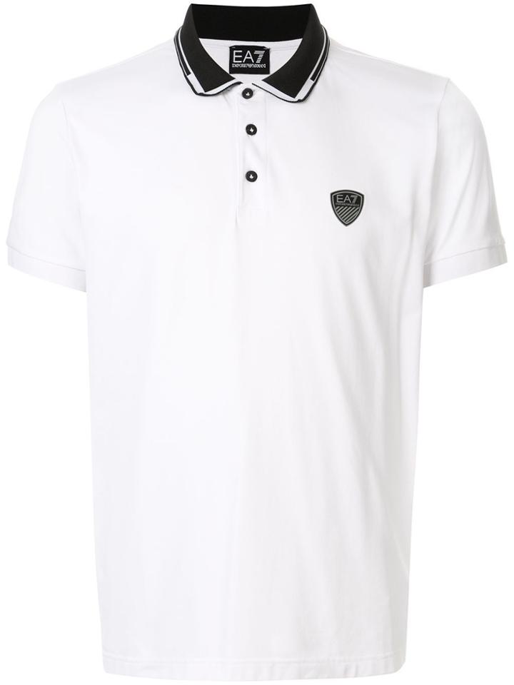 Ea7 Emporio Armani Back Logo Colour Block Polo Shirt - White