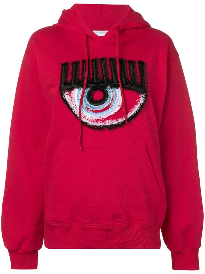Chiara Ferragni Logomania Distressed Hoodie - Red