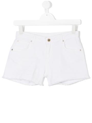 Twin-set Kids Frayed Denim Shorts - White