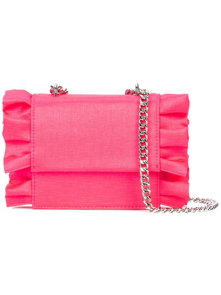 Christian Siriano Small Ruffled Chain Shoulder Bag - Pink & Purple