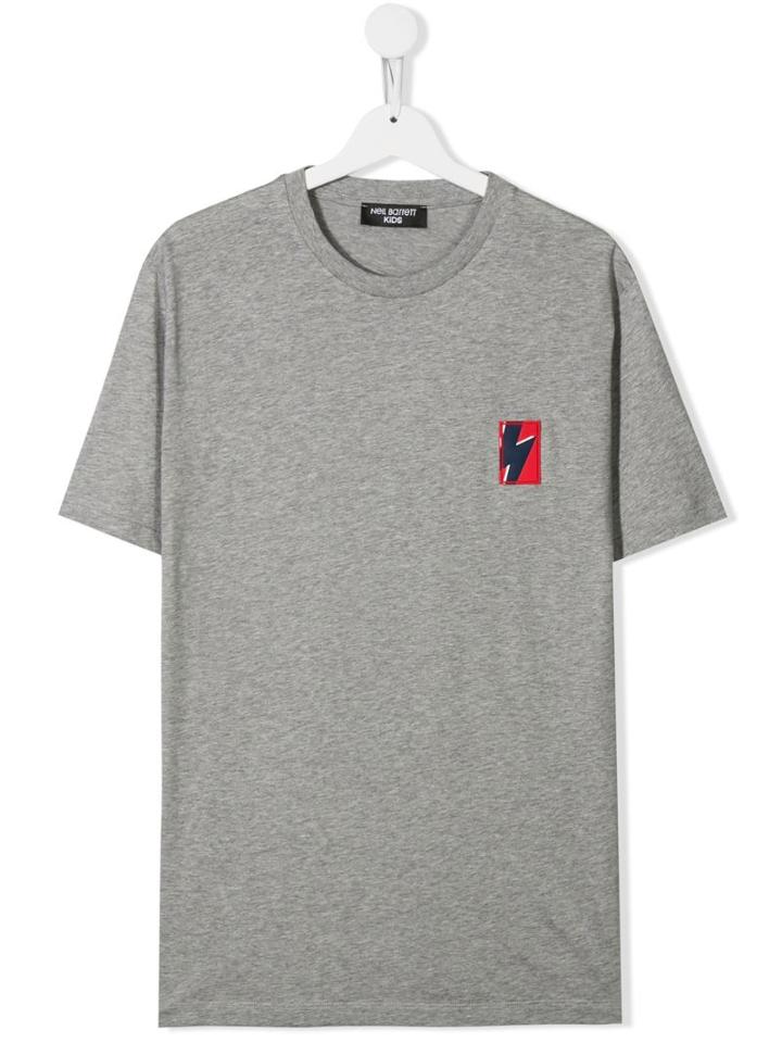 Neil Barrett Kids Patch Detail Jersey T-shirt - Grey