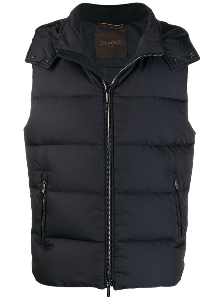Moorer Padded Hooded Vest - Blue