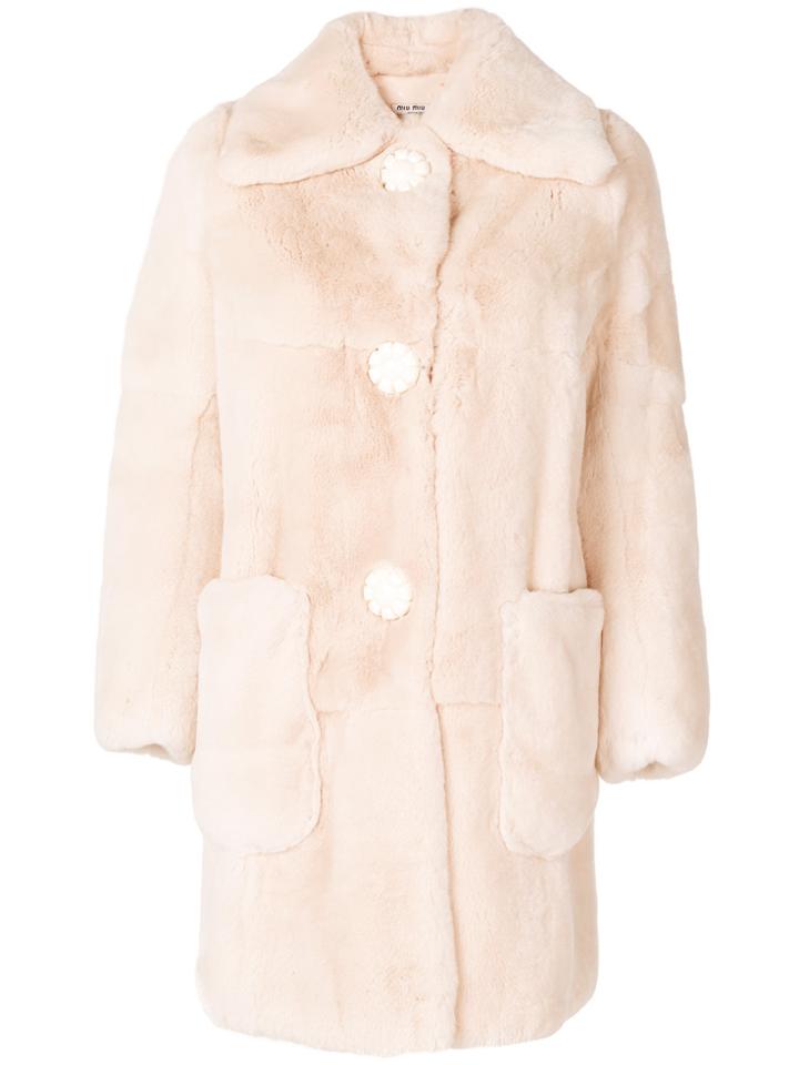 Miu Miu Fur Coat - Nude & Neutrals