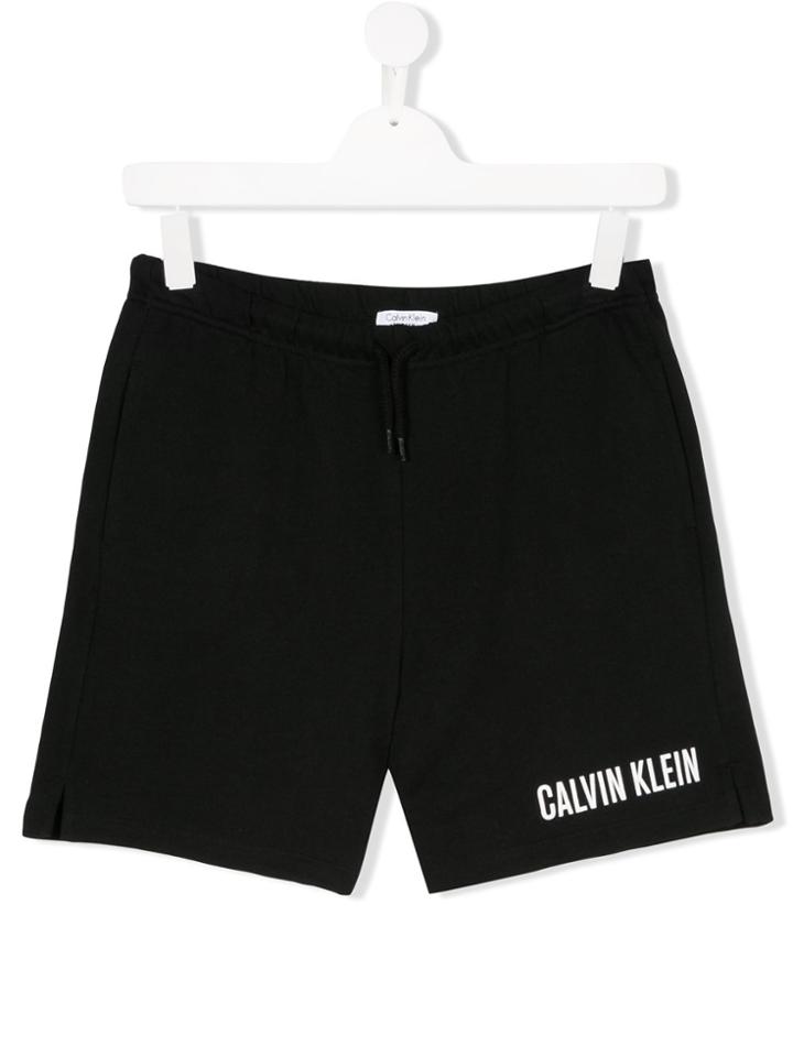 Calvin Klein Kids Teen Logo Print Shorts - Black