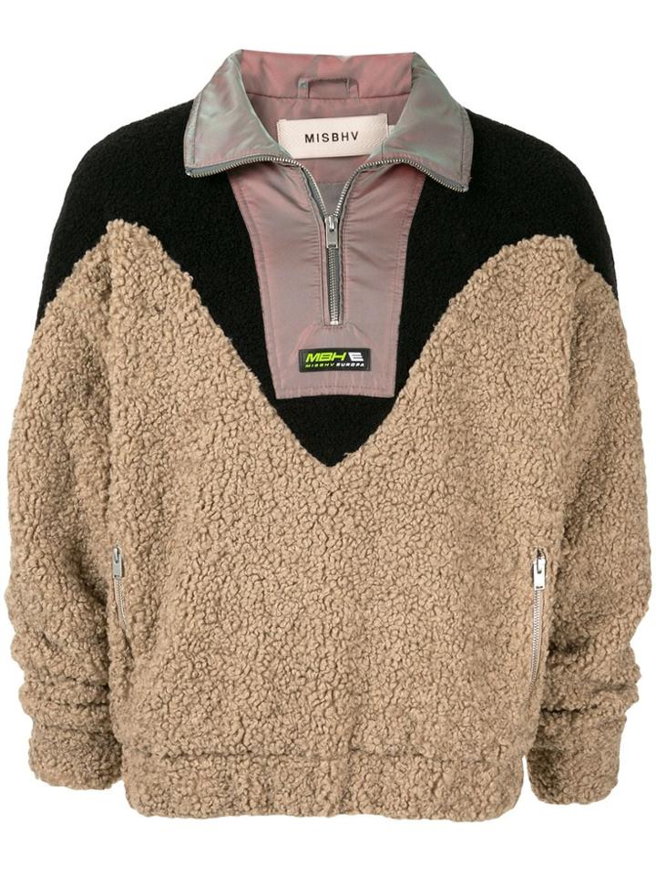 Misbhv Zip Up Fleece Sweater - Neutrals