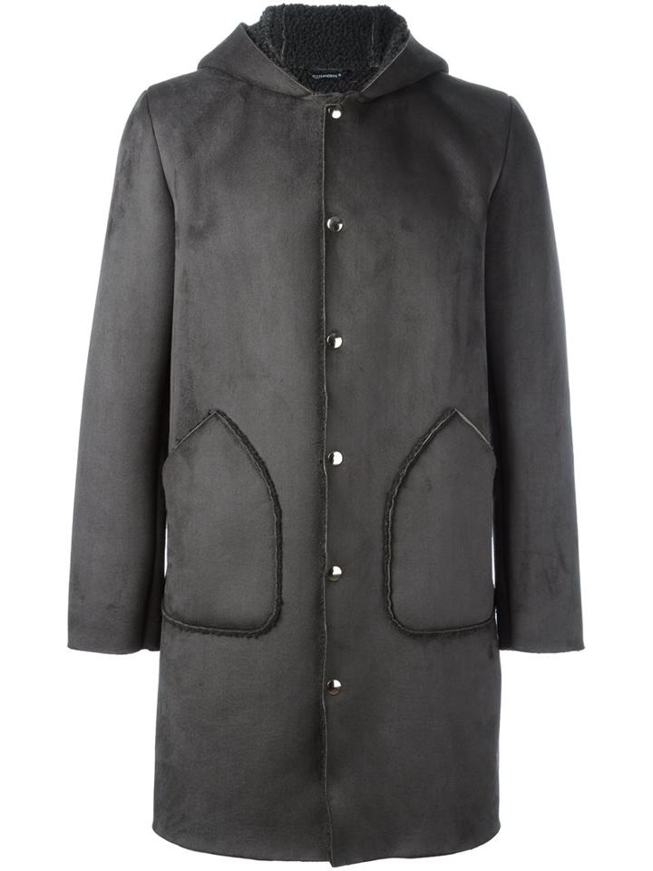 Daniele Alessandrini Sheepskin Effect Hooded Coat