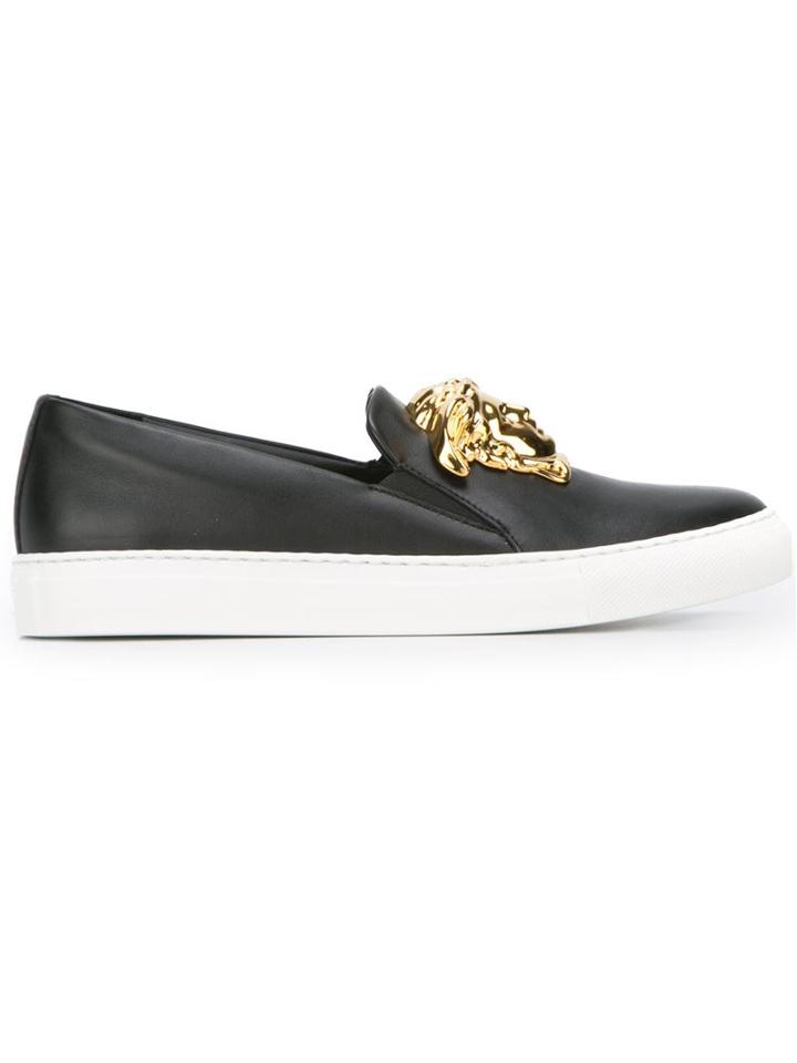 Versace Medusa Slip-on Sneakers, Women's, Size: 38.5, Black, Leather/rubber