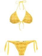 Amir Slama Textured Triangle Top Bikini Set - Yellow