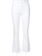 Mother Hustler Frayed Jeans, Women's, Size: 24, White, Cotton/polyester/spandex/elastane