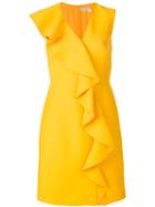 Emilio Pucci - Frill Detail Fitted Dress - Women - Silk/wool - 44, Yellow/orange, Silk/wool