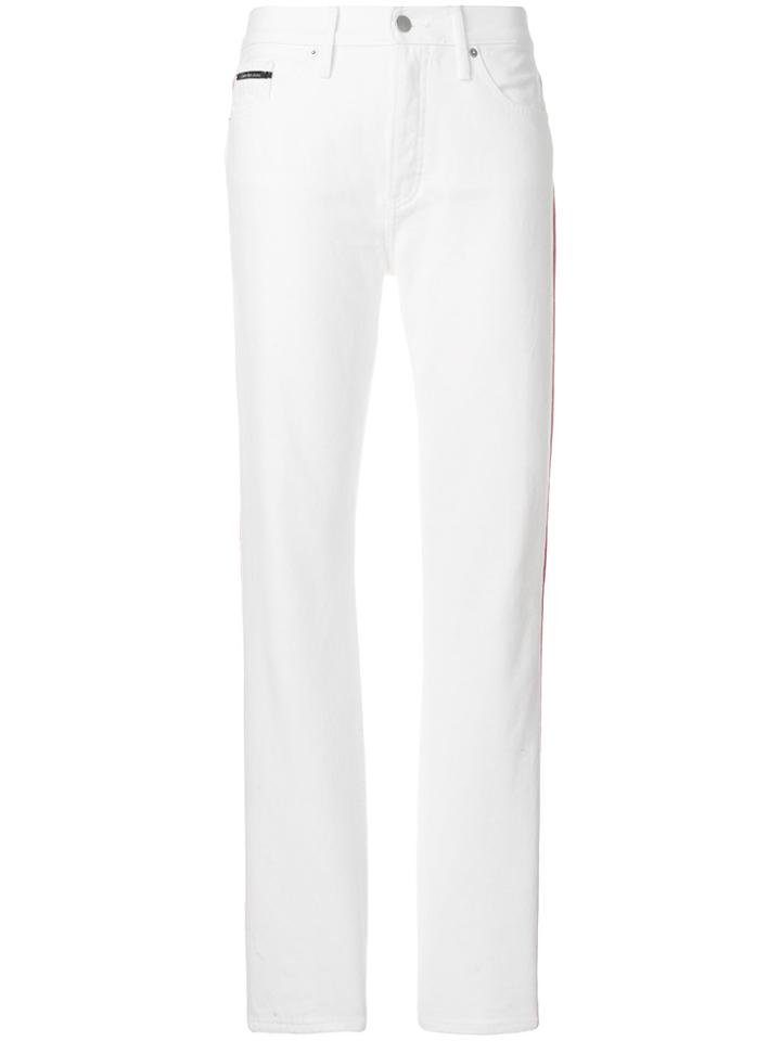 Calvin Klein Jeans High Rise Taped Straight Leg Jeans - White
