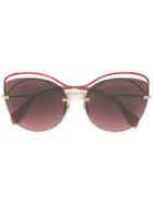 Miu Miu Eyewear Oversized Embellished Sunglasses - Pink & Purple