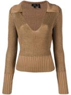 Theory V-neck Jumper - Brown