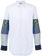 Junya Watanabe Comme Des Garçons - Patches Sleeves Striped Shirt - Men - Cotton - Xl, Blue, Cotton