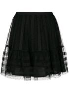 Red Valentino Tulle Pleated Short Skirt - Black