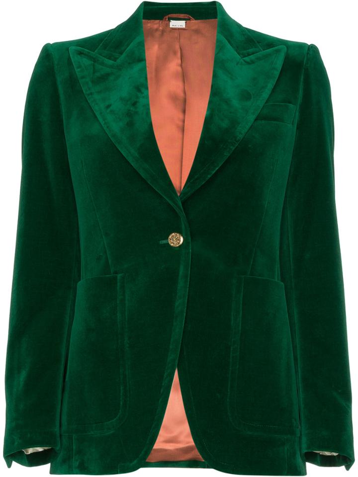Gucci Velvet Single-breasted Jacket - Green