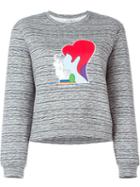 Carven Embroidered Patch Sweatshirt, Women's, Size: Medium, Grey, Cotton