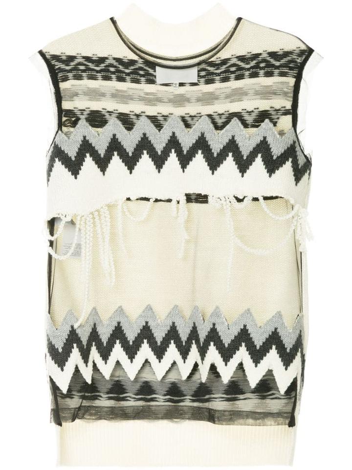 Maison Margiela Distressed Knitted Top - Neutrals