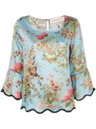 Shirtaporter Floral Flared Blouse - Blue