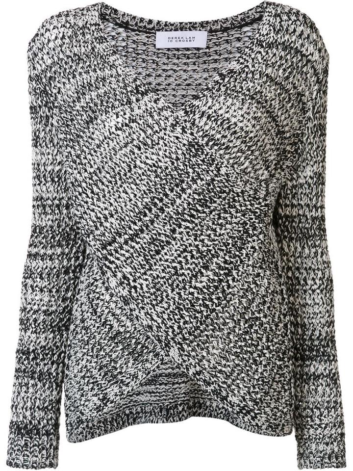 Derek Lam 10 Crosby V-neck Longsleeved Blouse, Women's, Size: Small, Black, Cotton